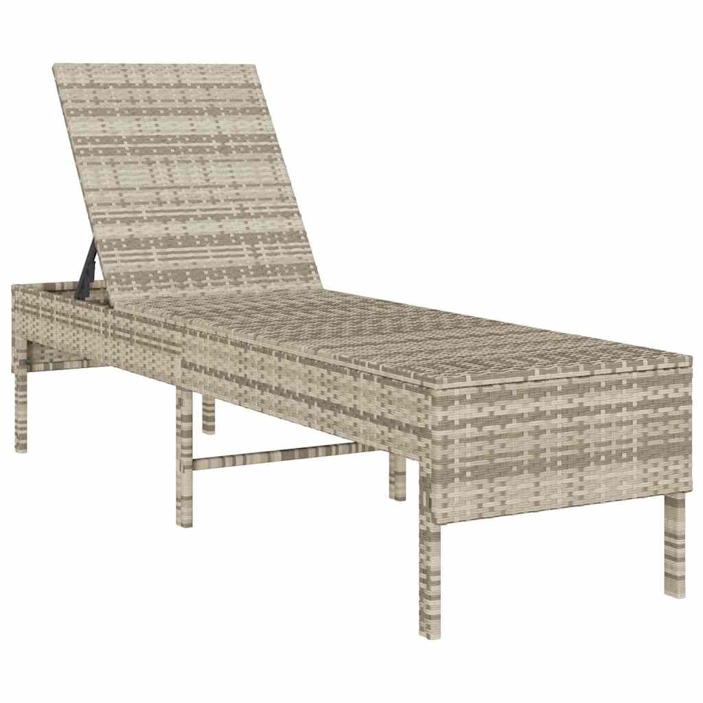 Espreguiçadeira almofadão 55x200x44cm vime PE cinzento-claro