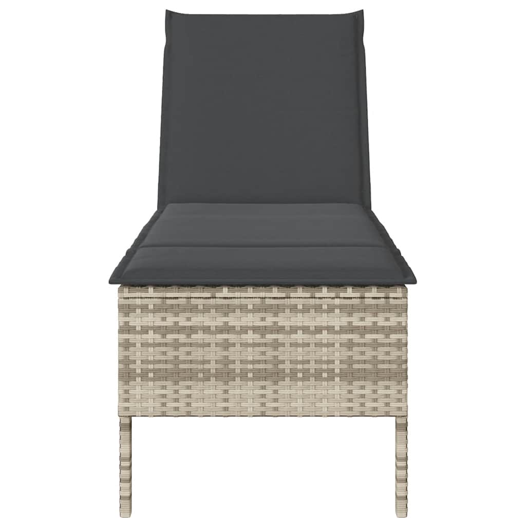 Espreguiçadeira almofadão 55x200x44cm vime PE cinzento-claro
