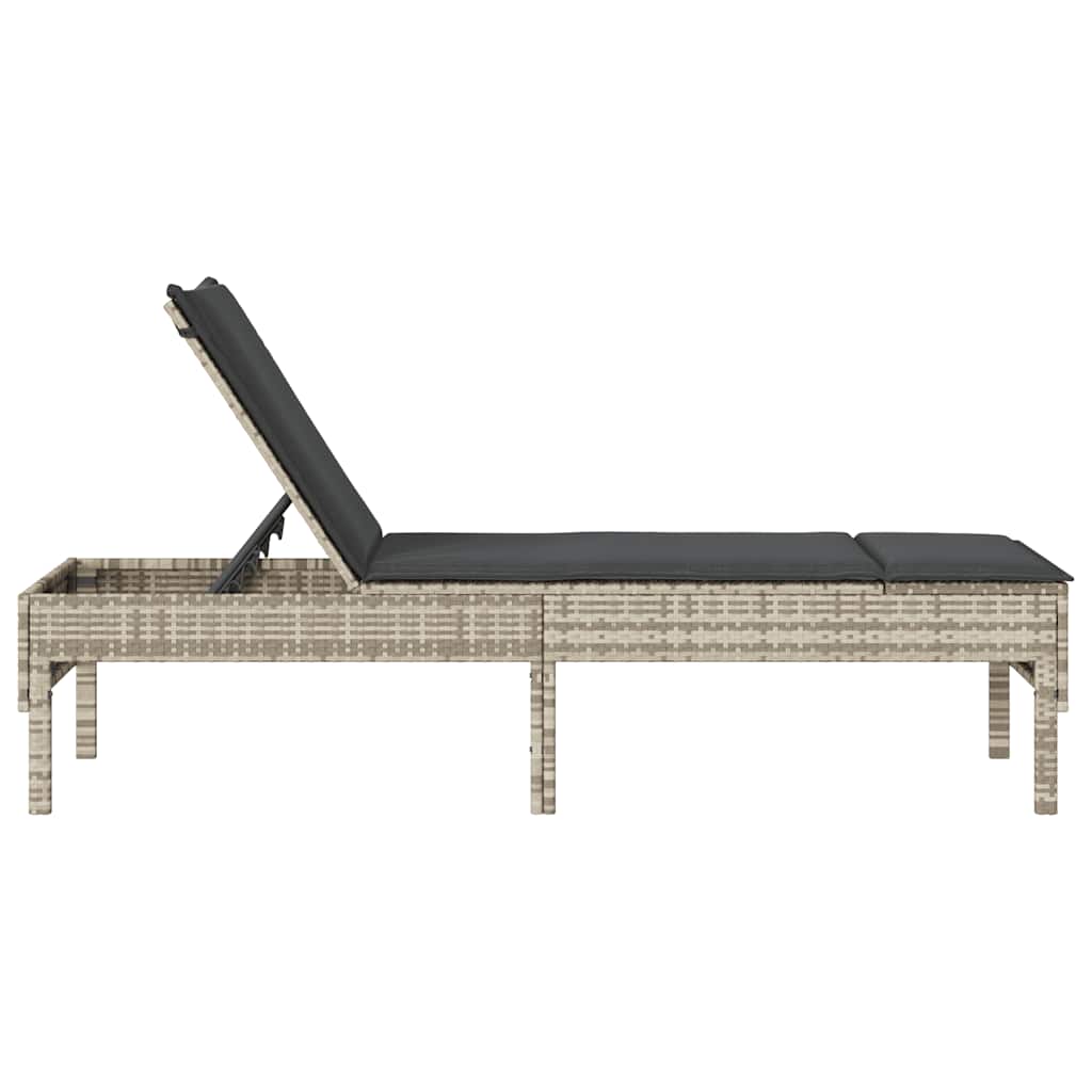 Espreguiçadeira almofadão 55x200x44cm vime PE cinzento-claro