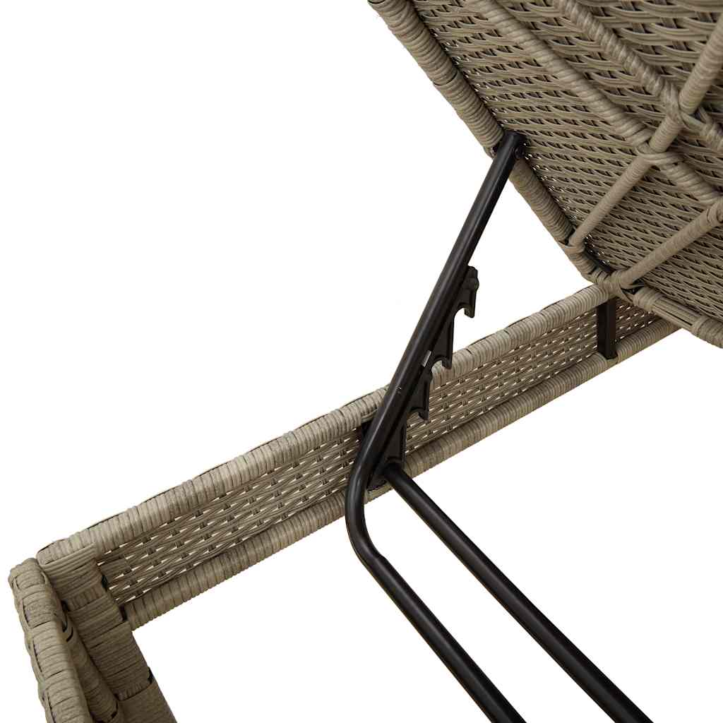 Espreguiçadeira almofadão 55x200x44cm vime PE cinzento-claro