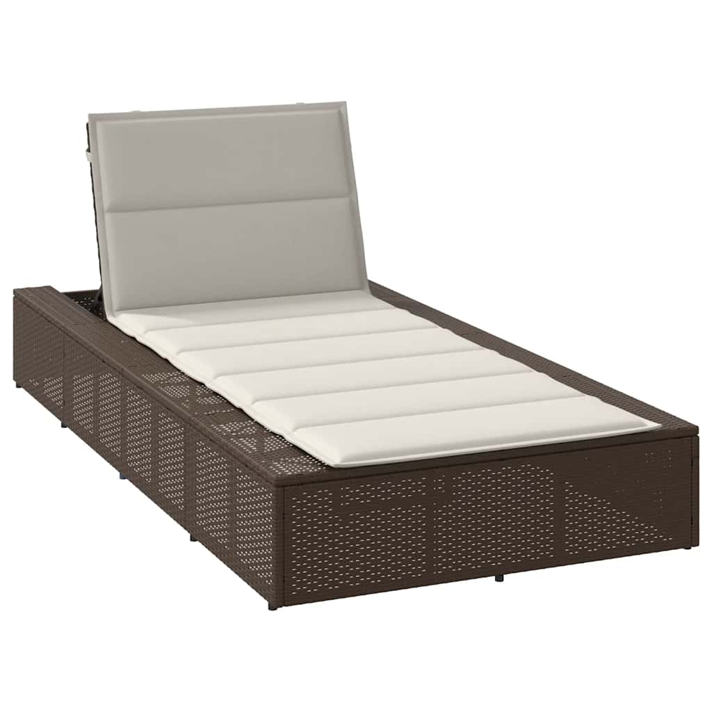 Brown PE rattan floating sun lounger with cushion