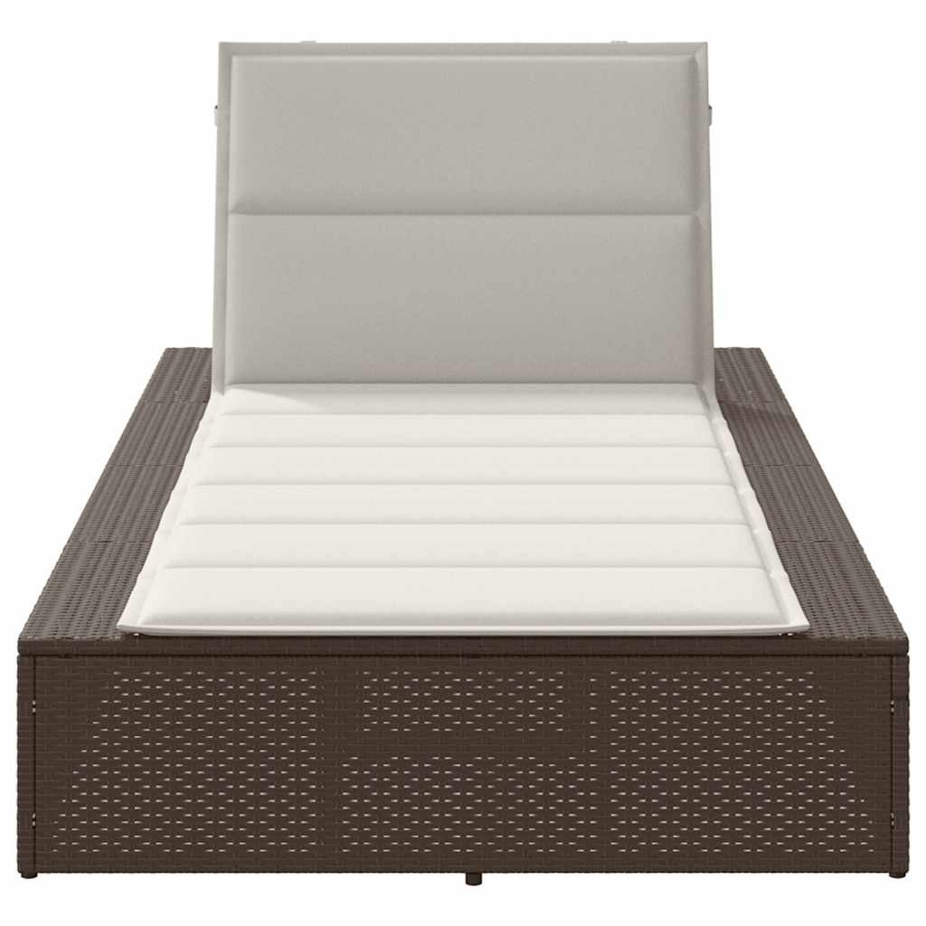 Brown PE rattan floating sun lounger with cushion