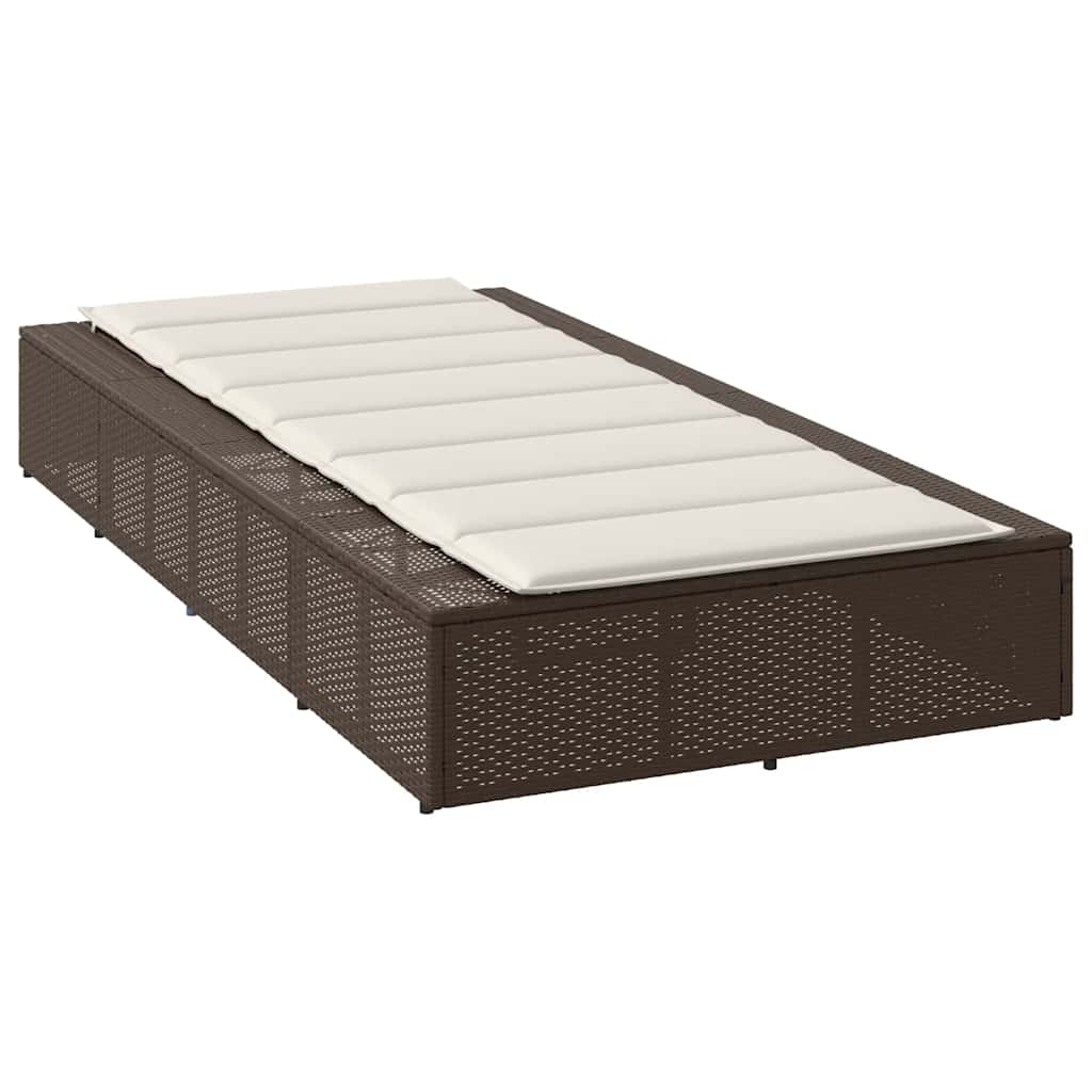 Brown PE rattan floating sun lounger with cushion