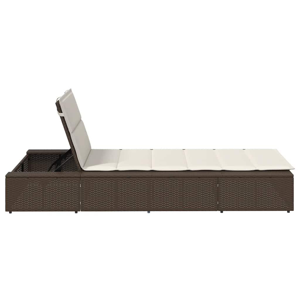 Brown PE rattan floating sun lounger with cushion