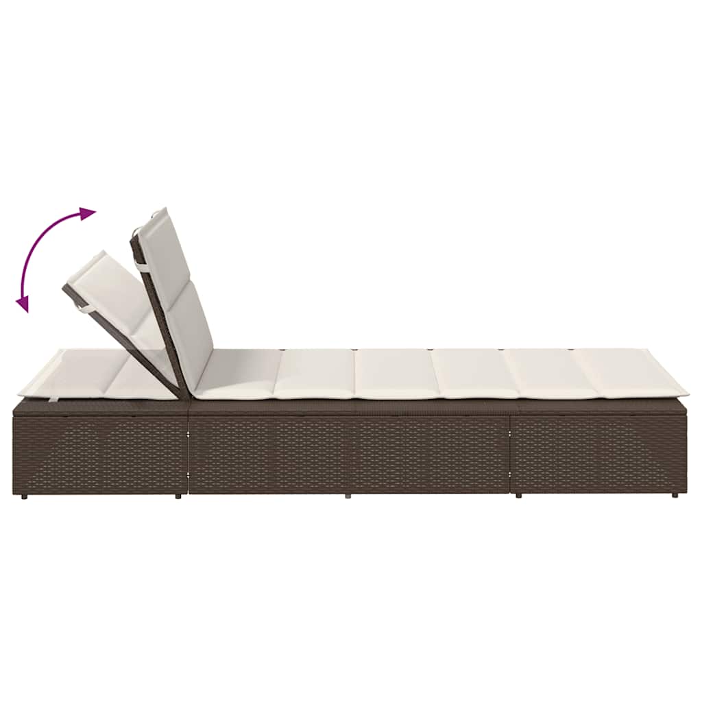 Brown PE rattan floating sun lounger with cushion