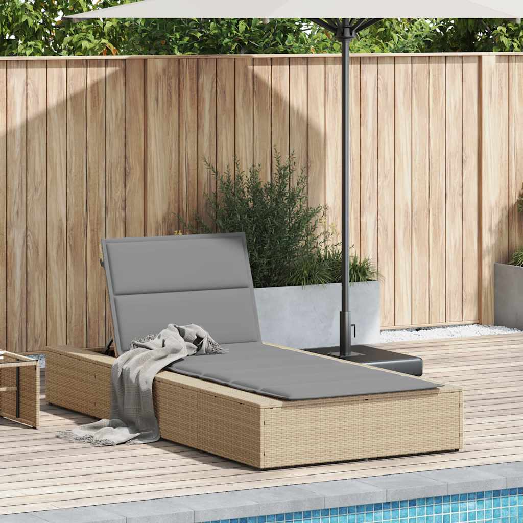 Beige PE rattan floating sun lounger with cushion