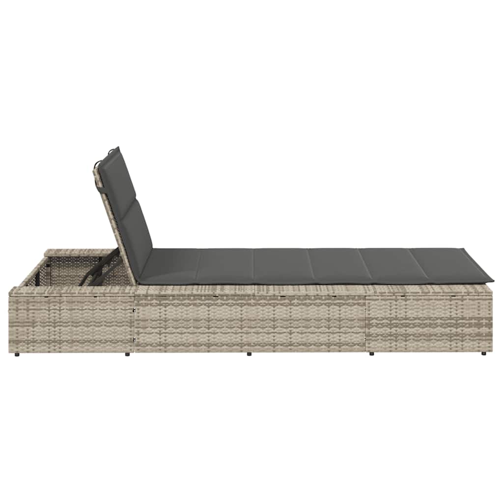 Light grey PE rattan floating sun lounger with cushion