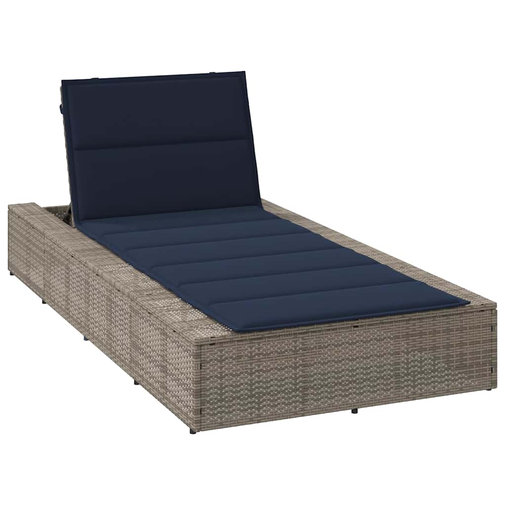 Grey PE rattan floating sun lounger with cushion