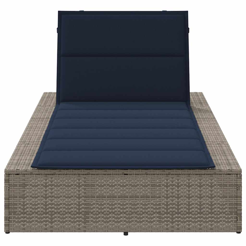 Grey PE rattan floating sun lounger with cushion