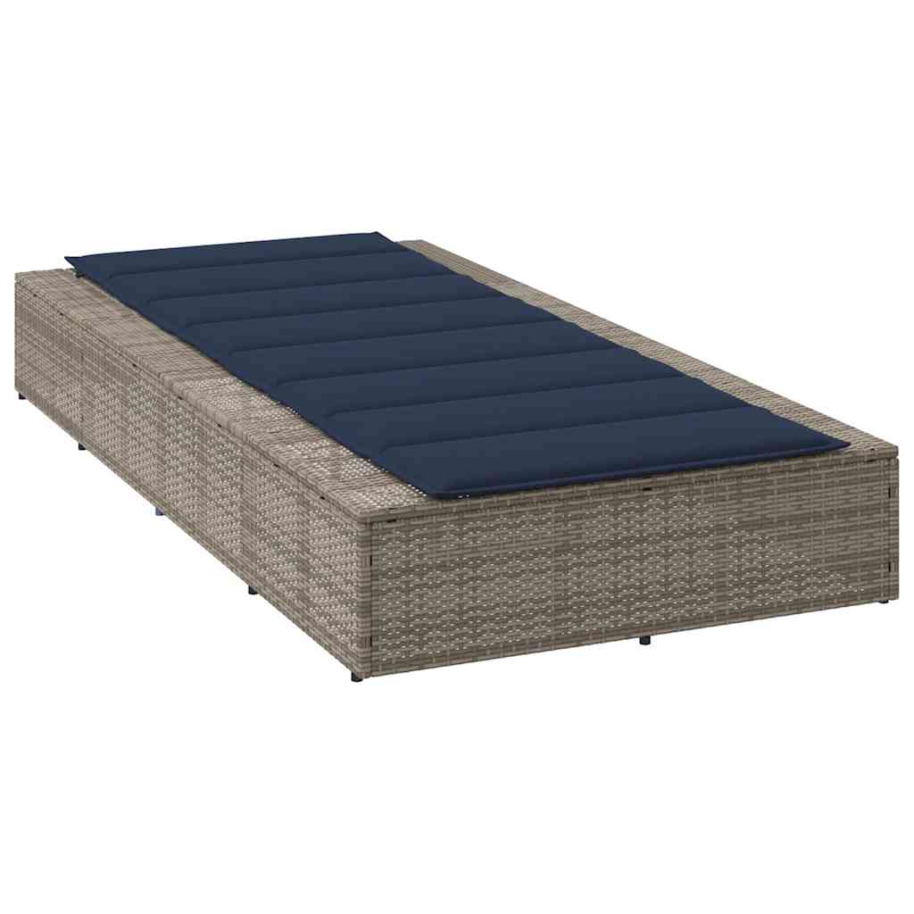 Grey PE rattan floating sun lounger with cushion