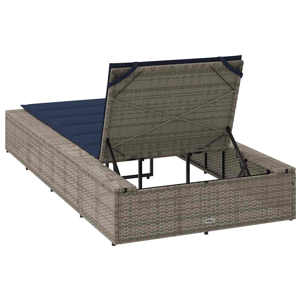 Grey PE rattan floating sun lounger with cushion