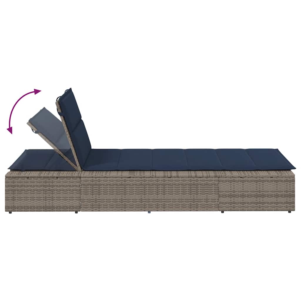 Grey PE rattan floating sun lounger with cushion