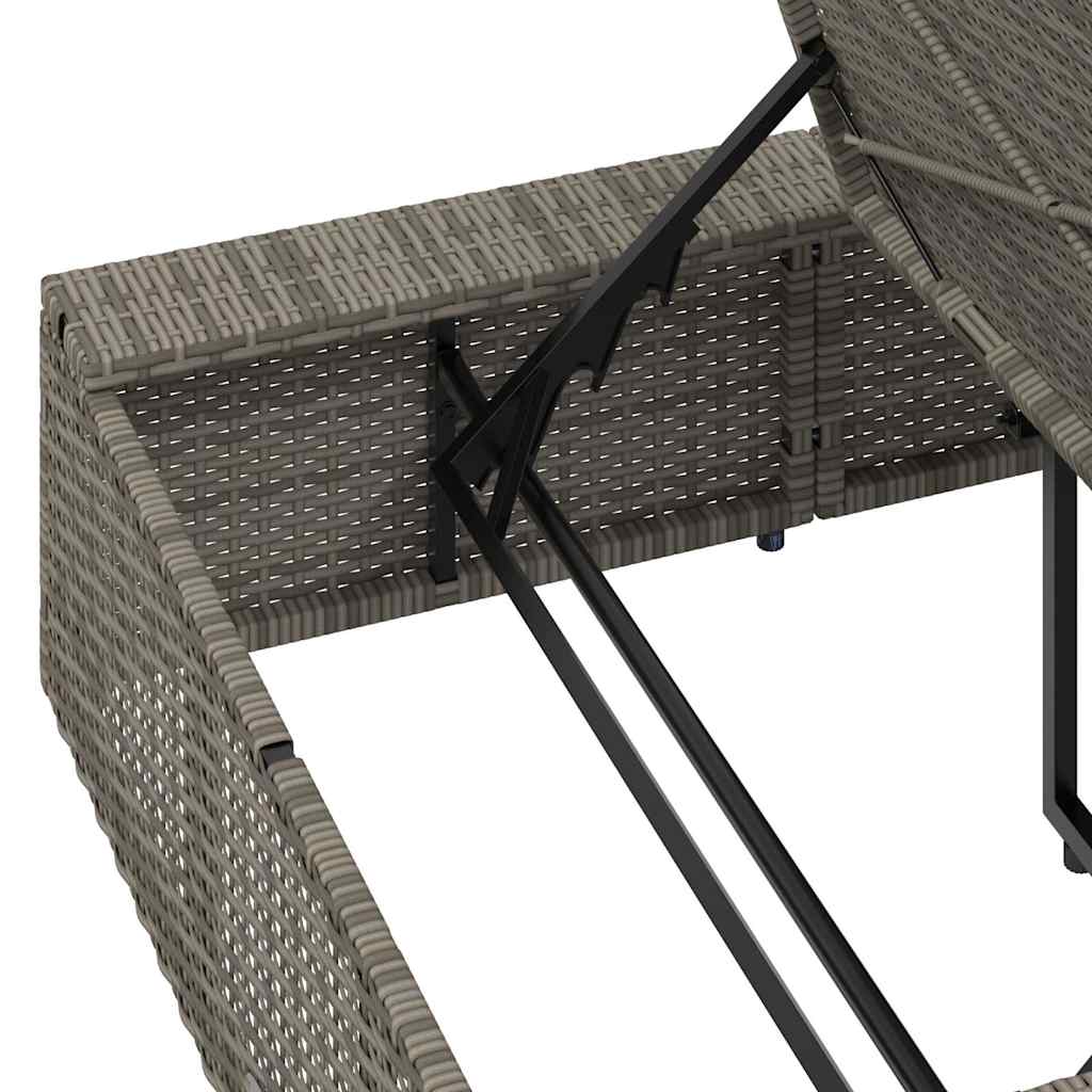 Grey PE rattan floating sun lounger with cushion