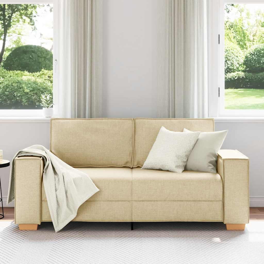 Sofá de 2 lugares em tecido creme 140 cm