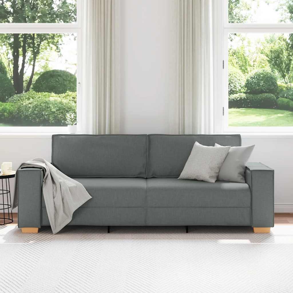 Sofá de 3 lugares cinza escuro 180 cm tecido
