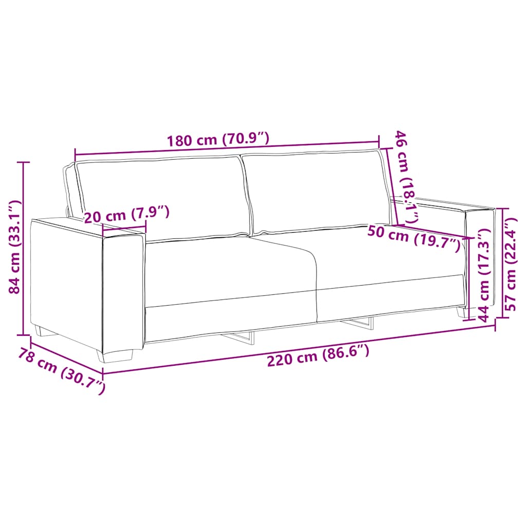 Sofá de 3 lugares cinza nuvem 180 cm tecido