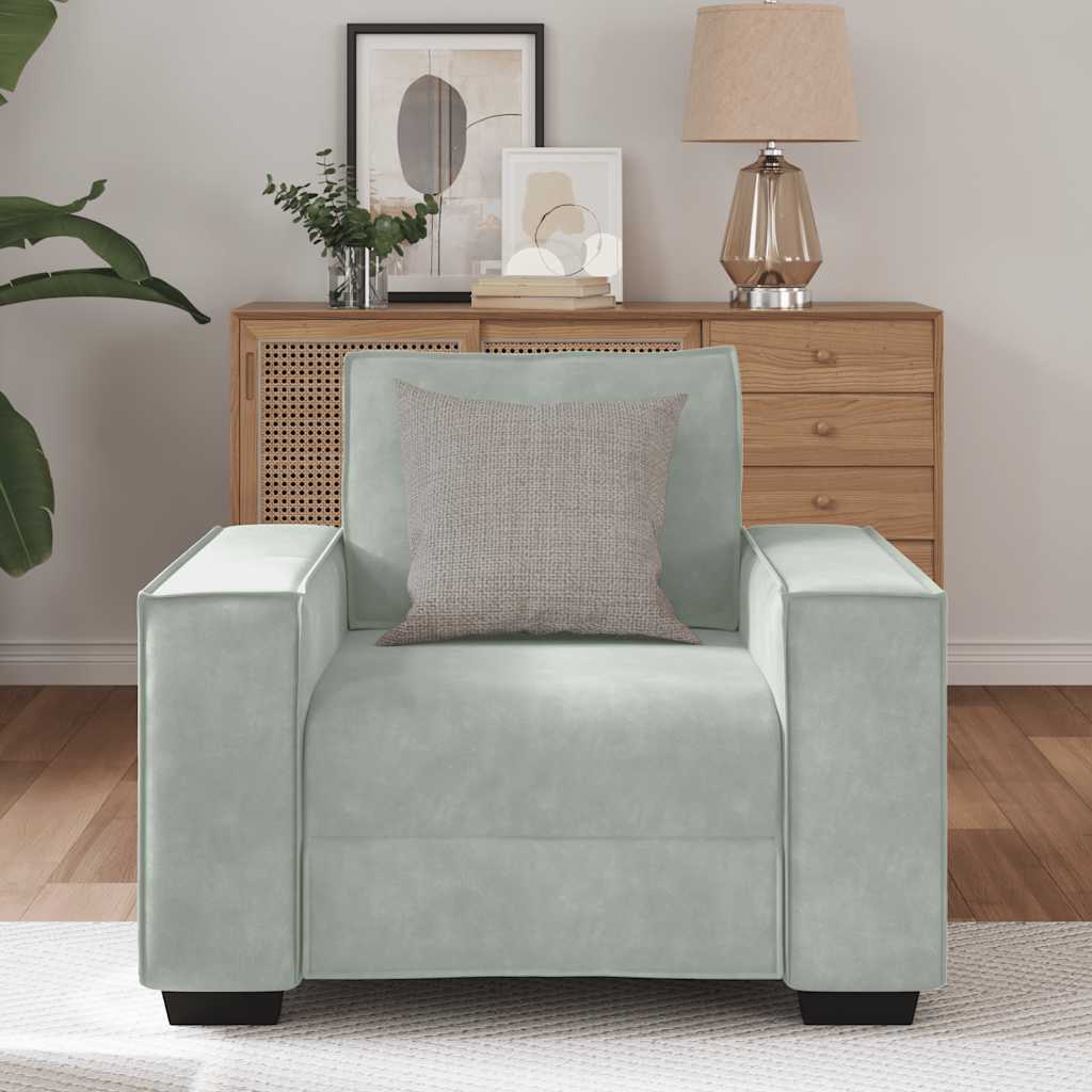 Armchair 59 cm light grey velvet