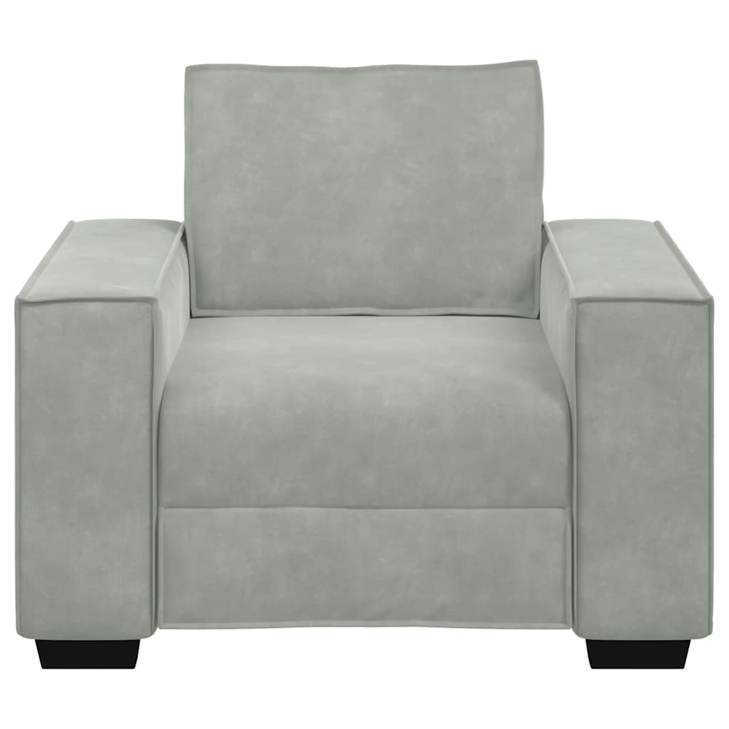 Armchair 59 cm light grey velvet