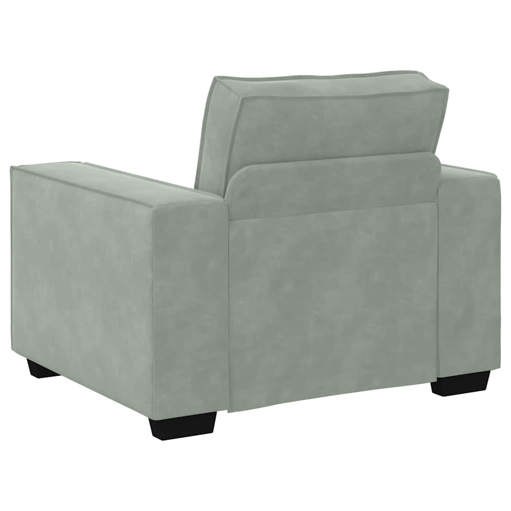 Armchair 59 cm light grey velvet