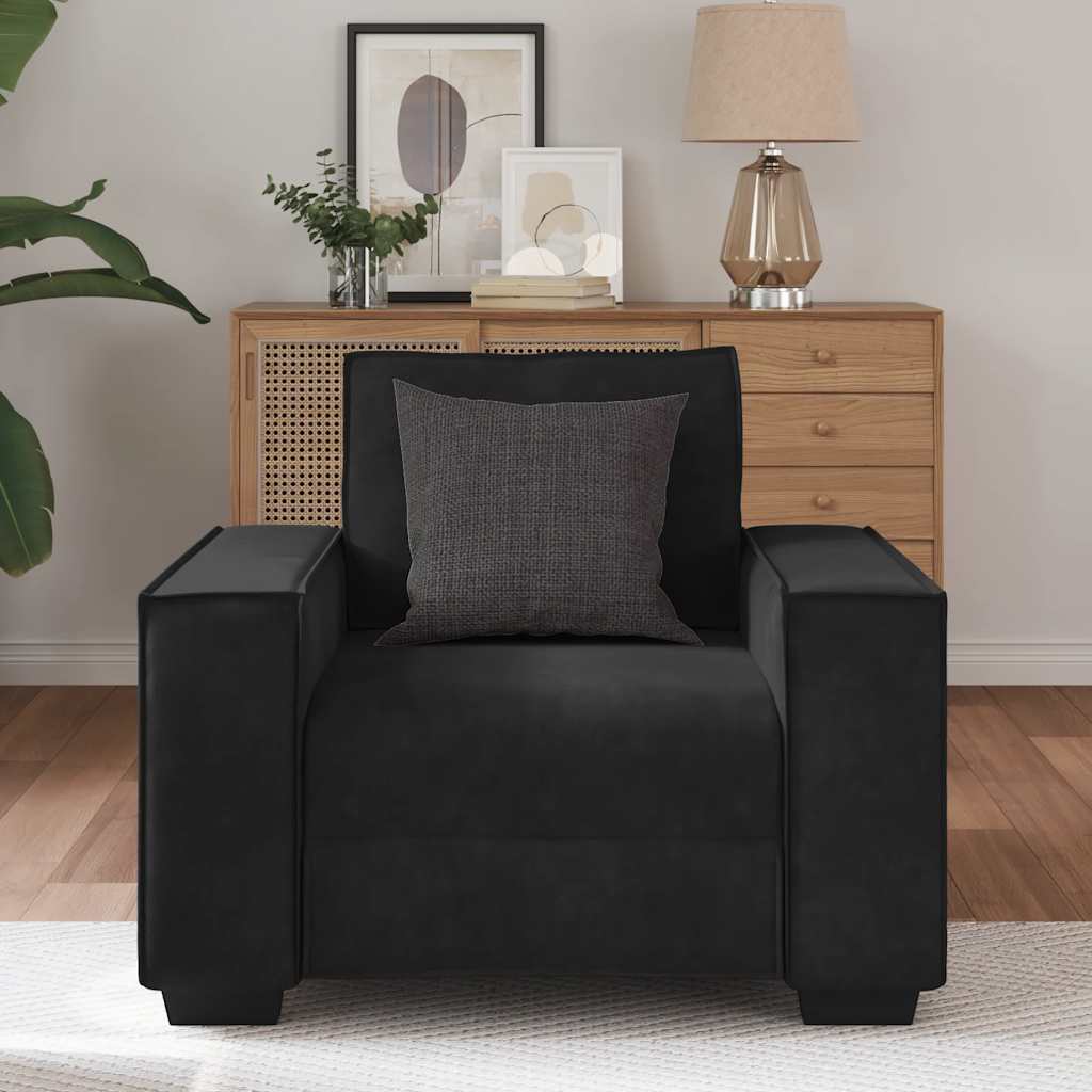 59 cm black velvet armchair