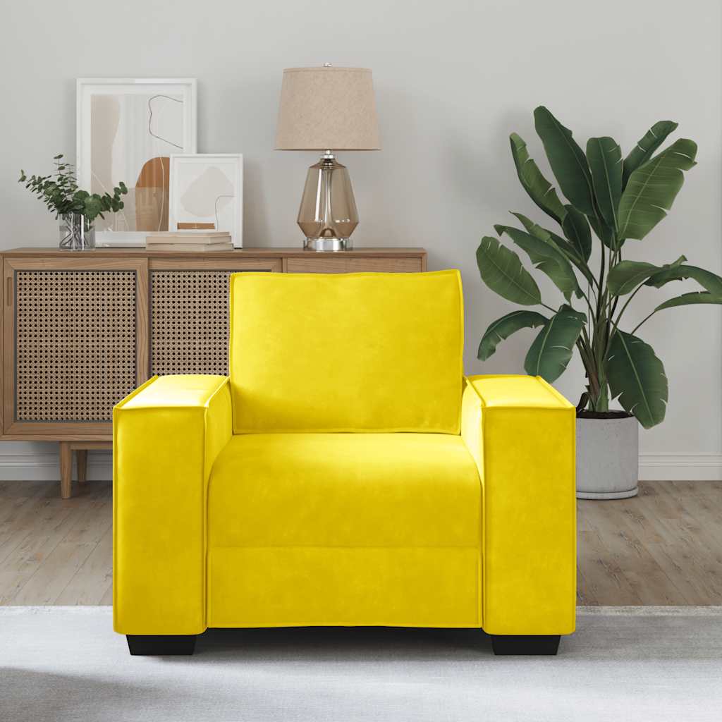 Poltrona 60 cm veludo amarelo