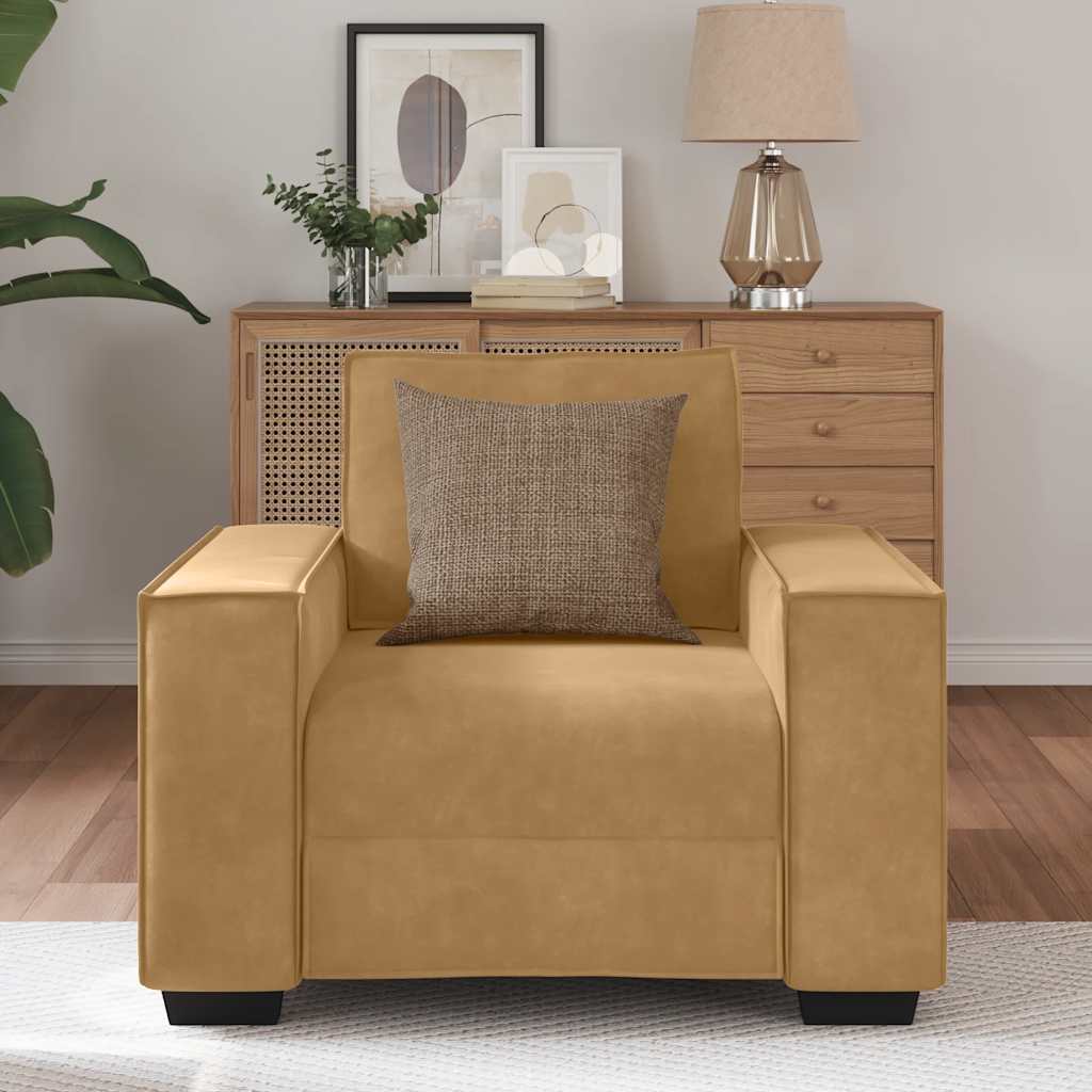 59 cm brown velvet armchair