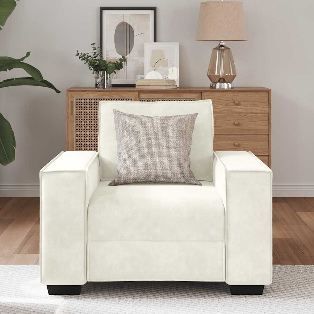 59 cm cream velvet armchair