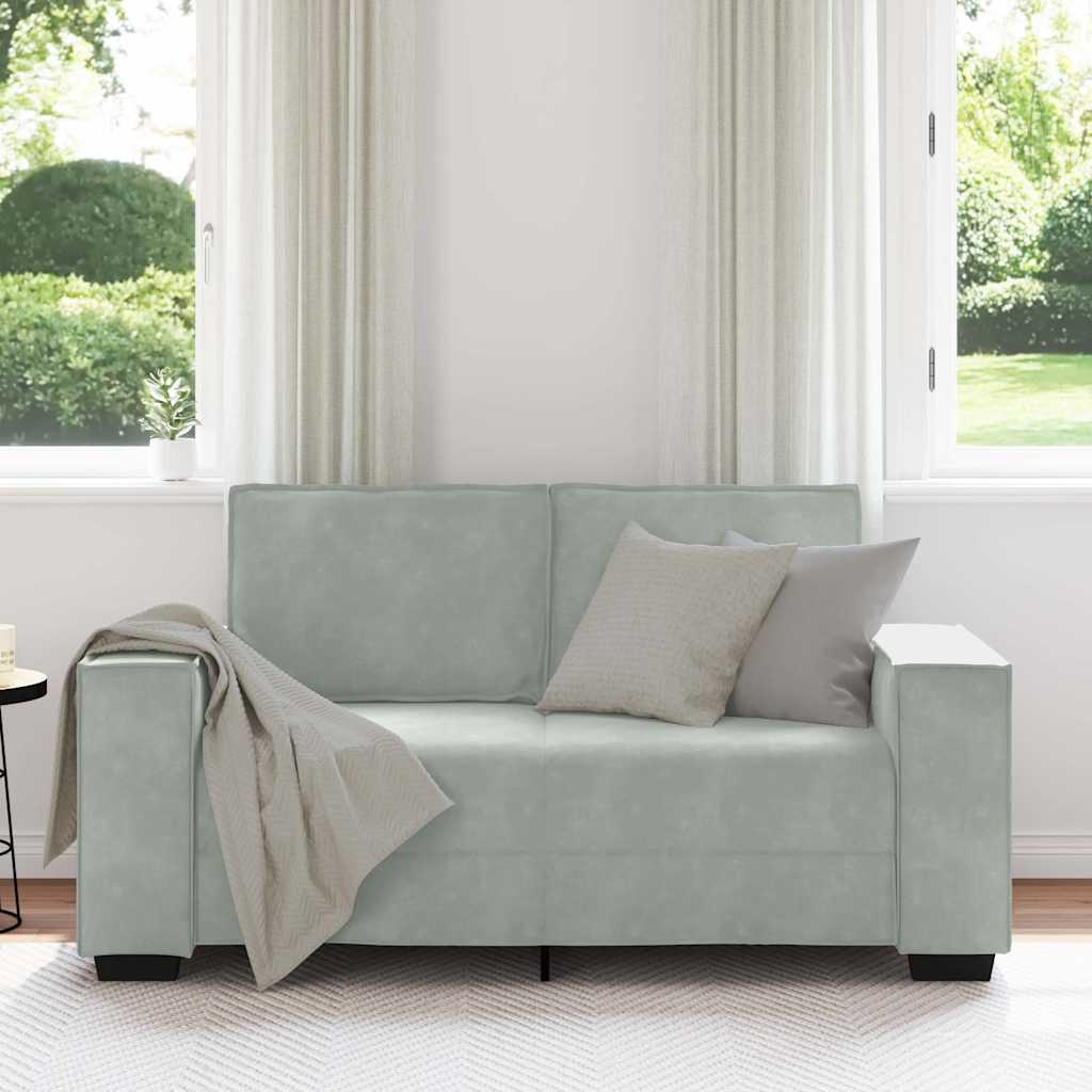 2-seater sofa 120 cm light grey velvet