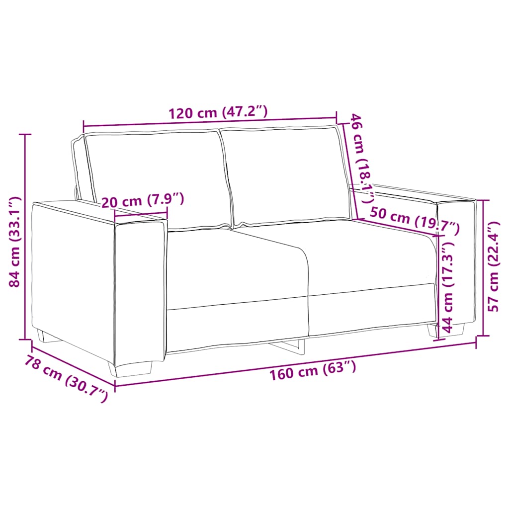 2-seater sofa 120 cm light grey velvet