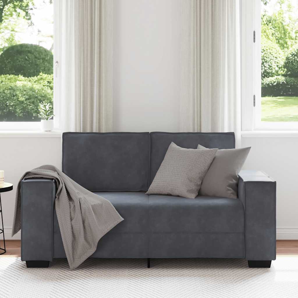 Sofá de 2 lugares 120 cm veludo cinza-escuro