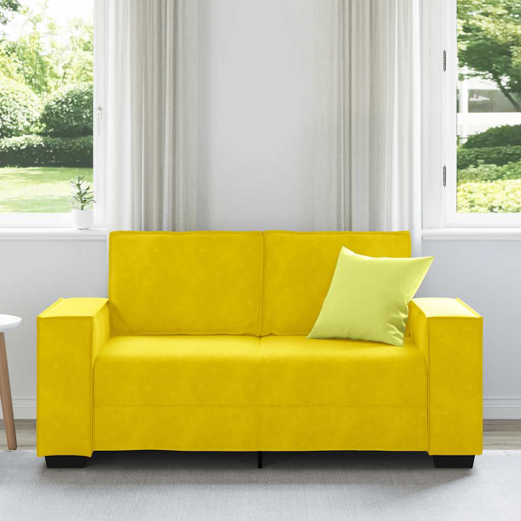 2-seater velvet sofa 120 cm yellow