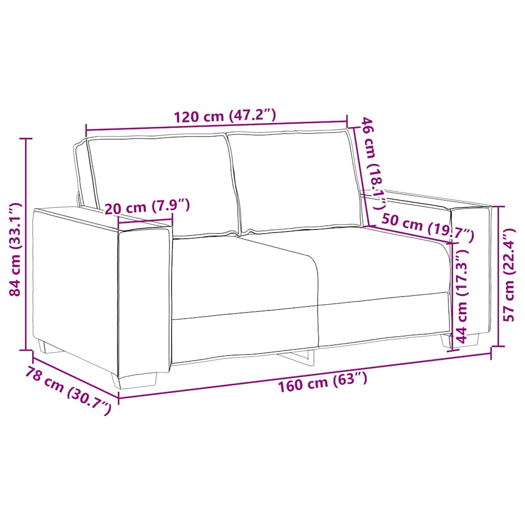 2-seater velvet sofa 120 cm yellow