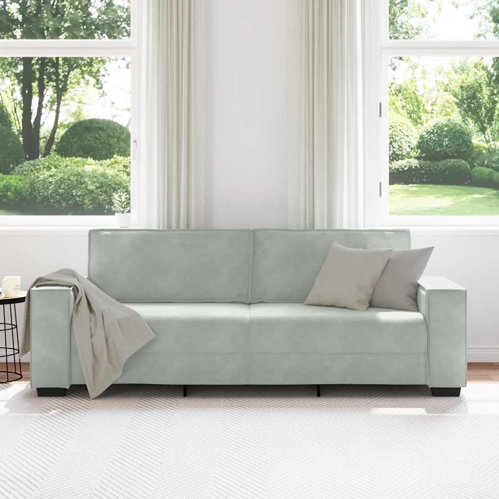 3-seater sofa 180 cm light grey velvet