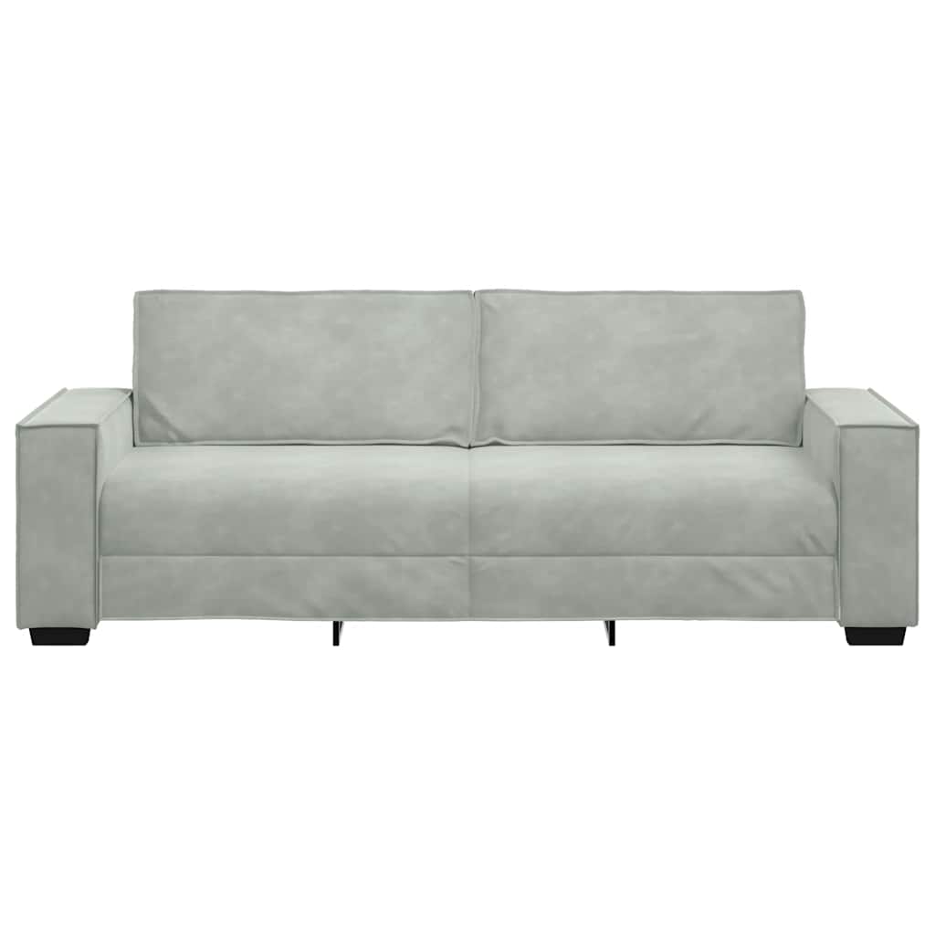 3-seater sofa 180 cm light grey velvet