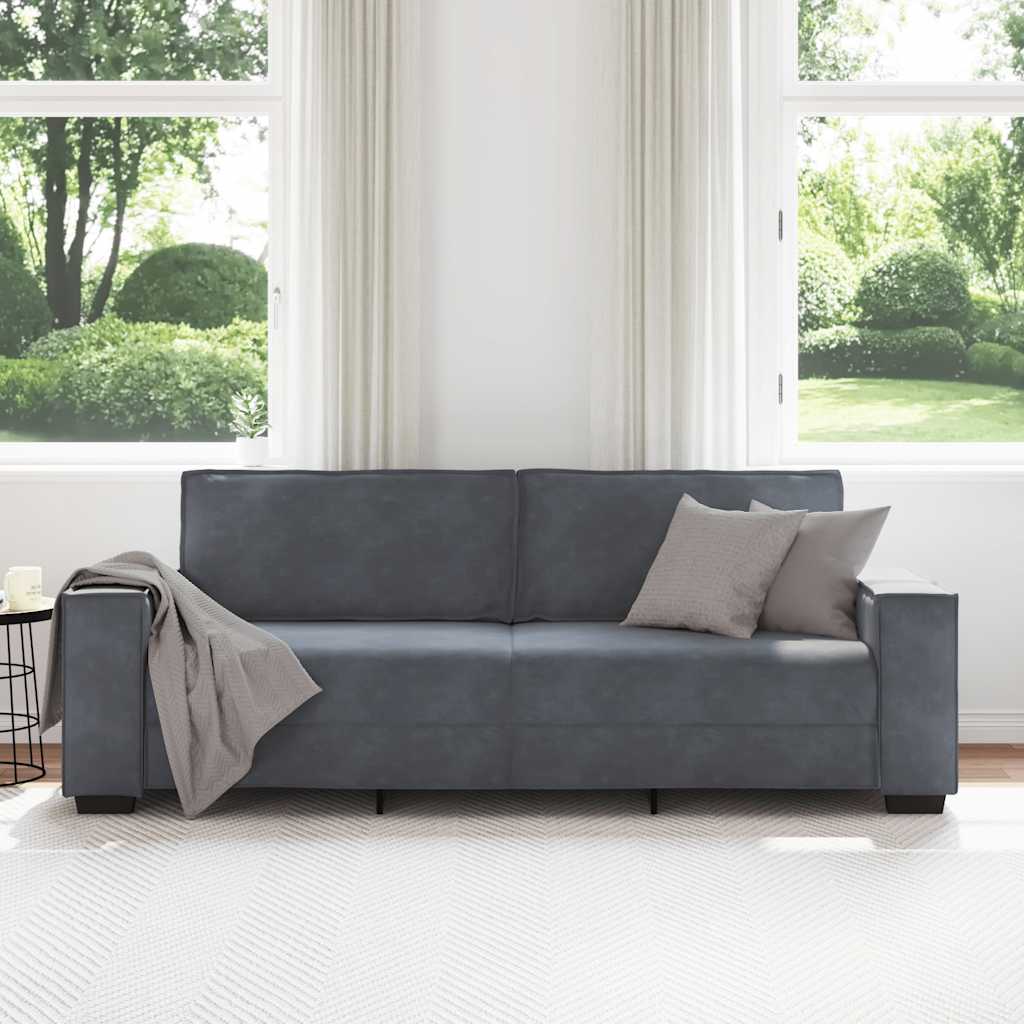 3-seater sofa 180 cm dark grey velvet