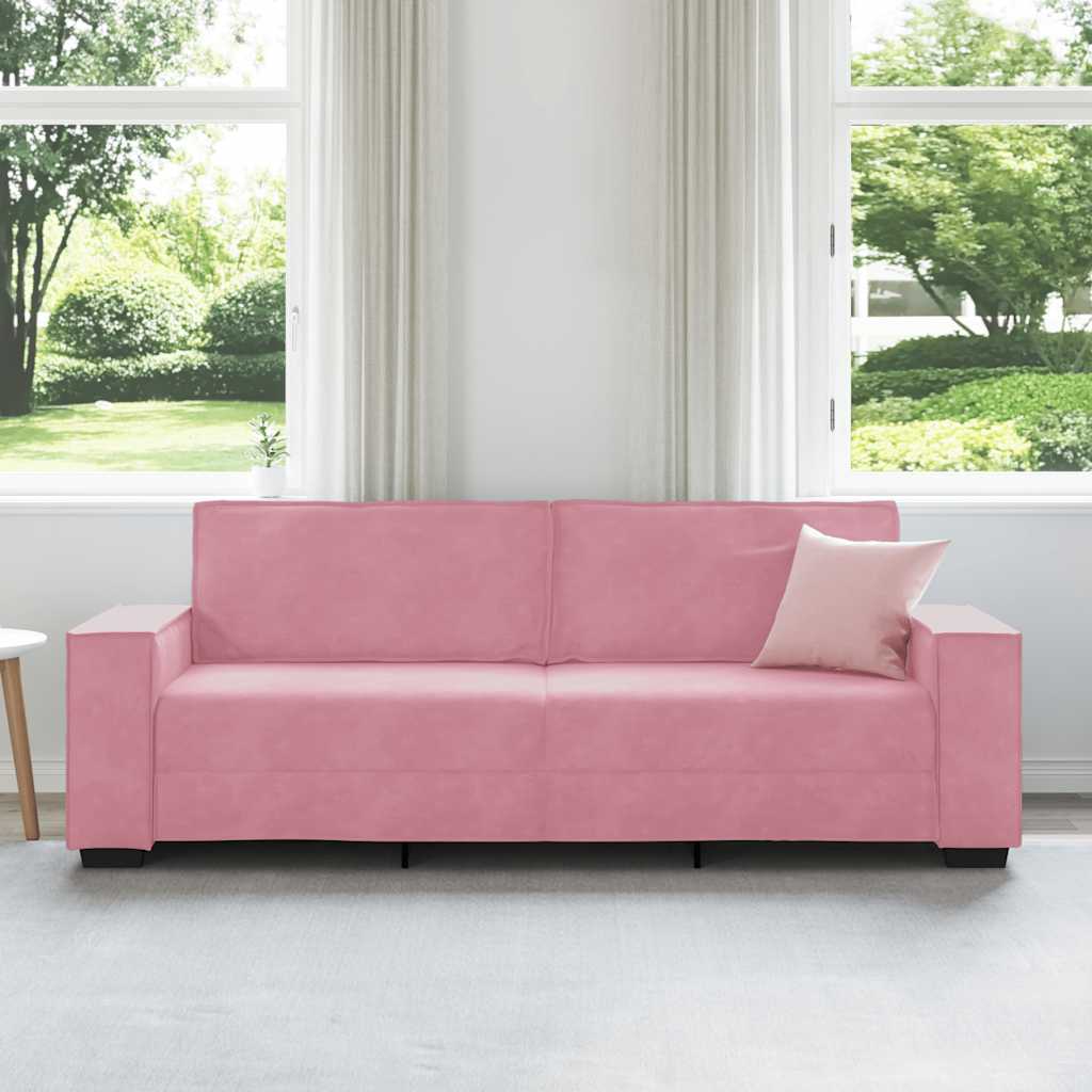 3-seater sofa 180 cm pink velvet