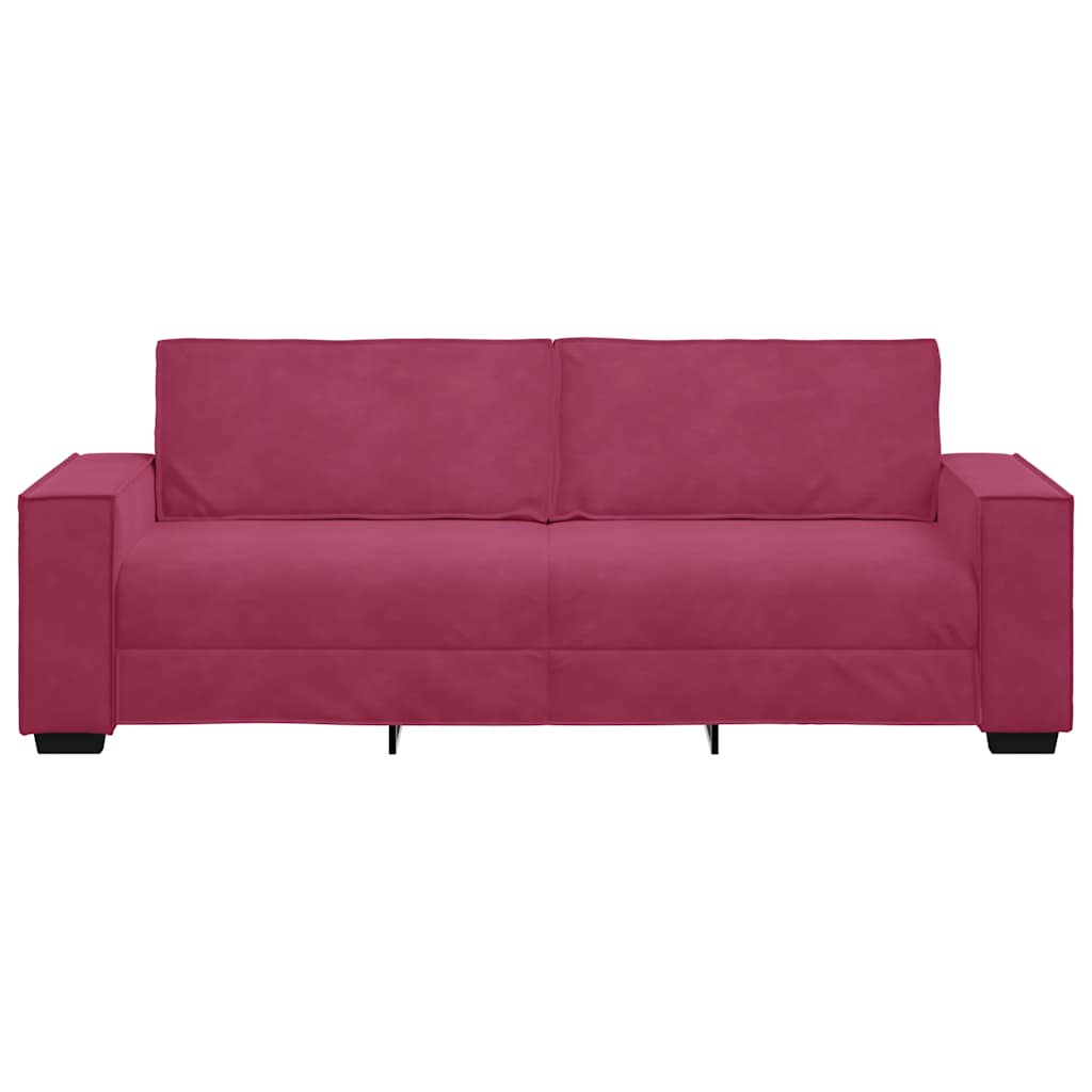 Sofá de 3 lugares veludo 180 cm vermelho tinto