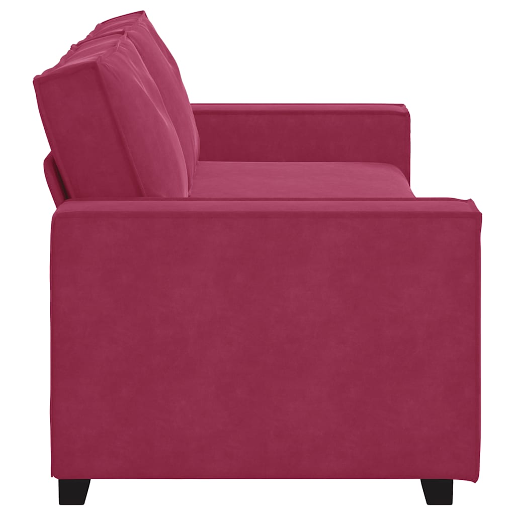 Sofá de 3 lugares veludo 180 cm vermelho tinto