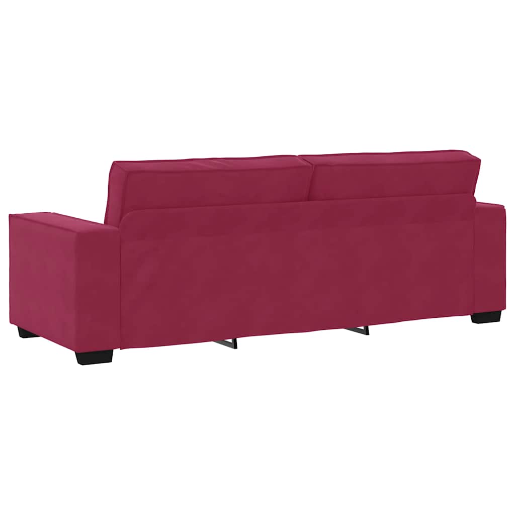 Sofá de 3 lugares veludo 180 cm vermelho tinto