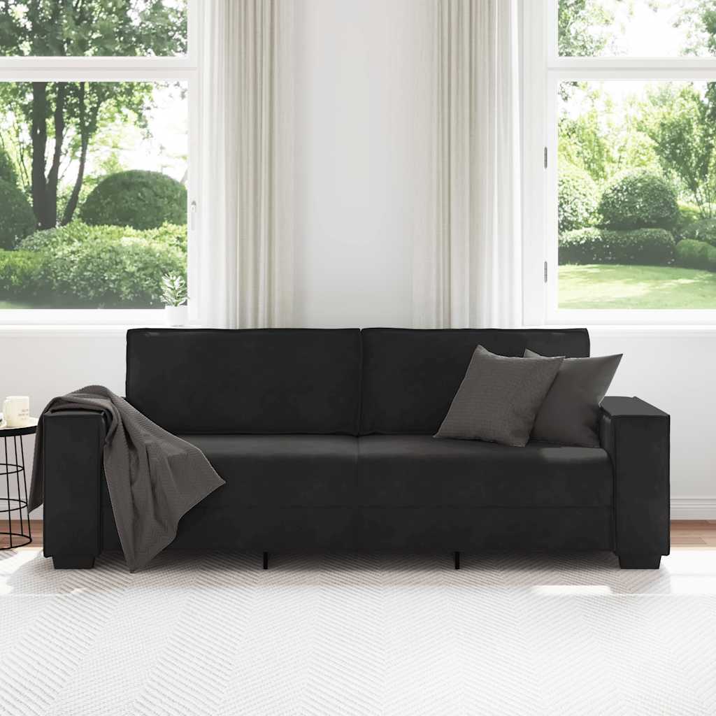 3-seater sofa 180 cm black velvet