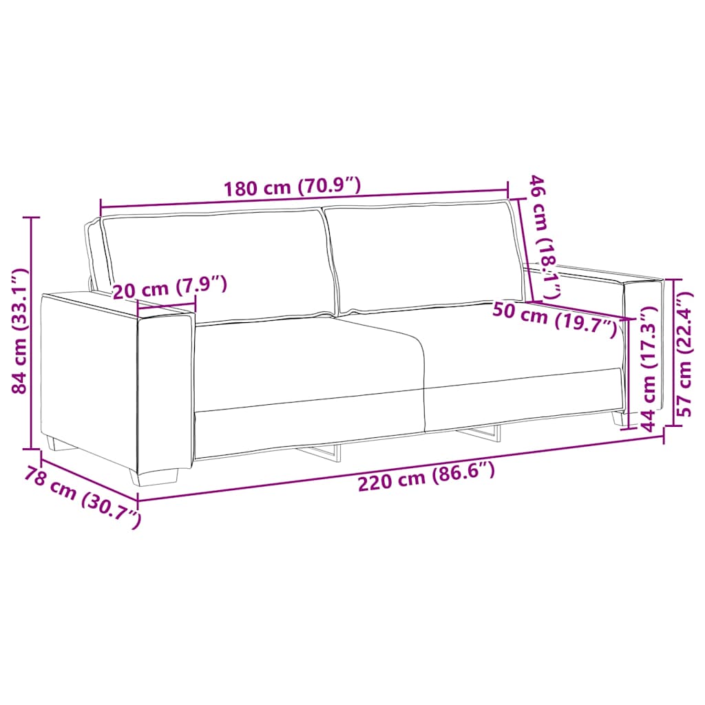 3-seater sofa 180 cm black velvet