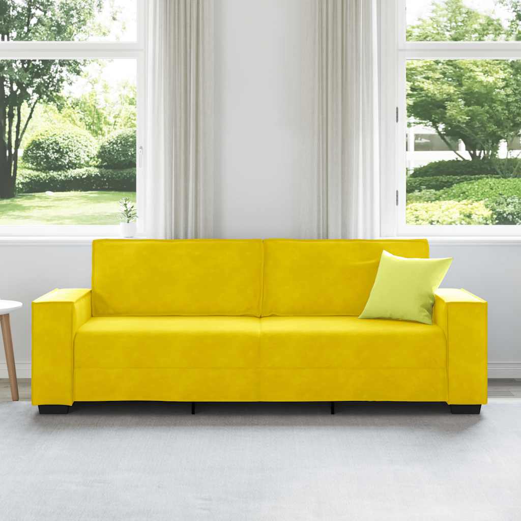 3-seater sofa 180 cm yellow velvet