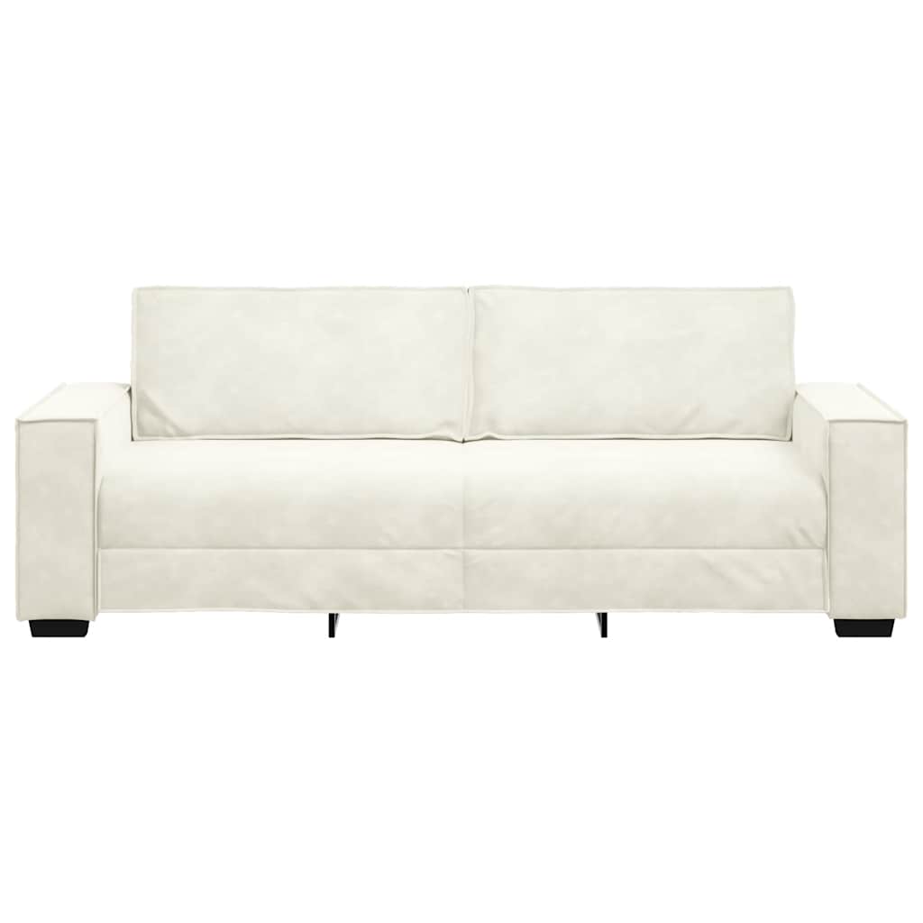 Sofá de 3 lugares 180 cm veludo cor creme
