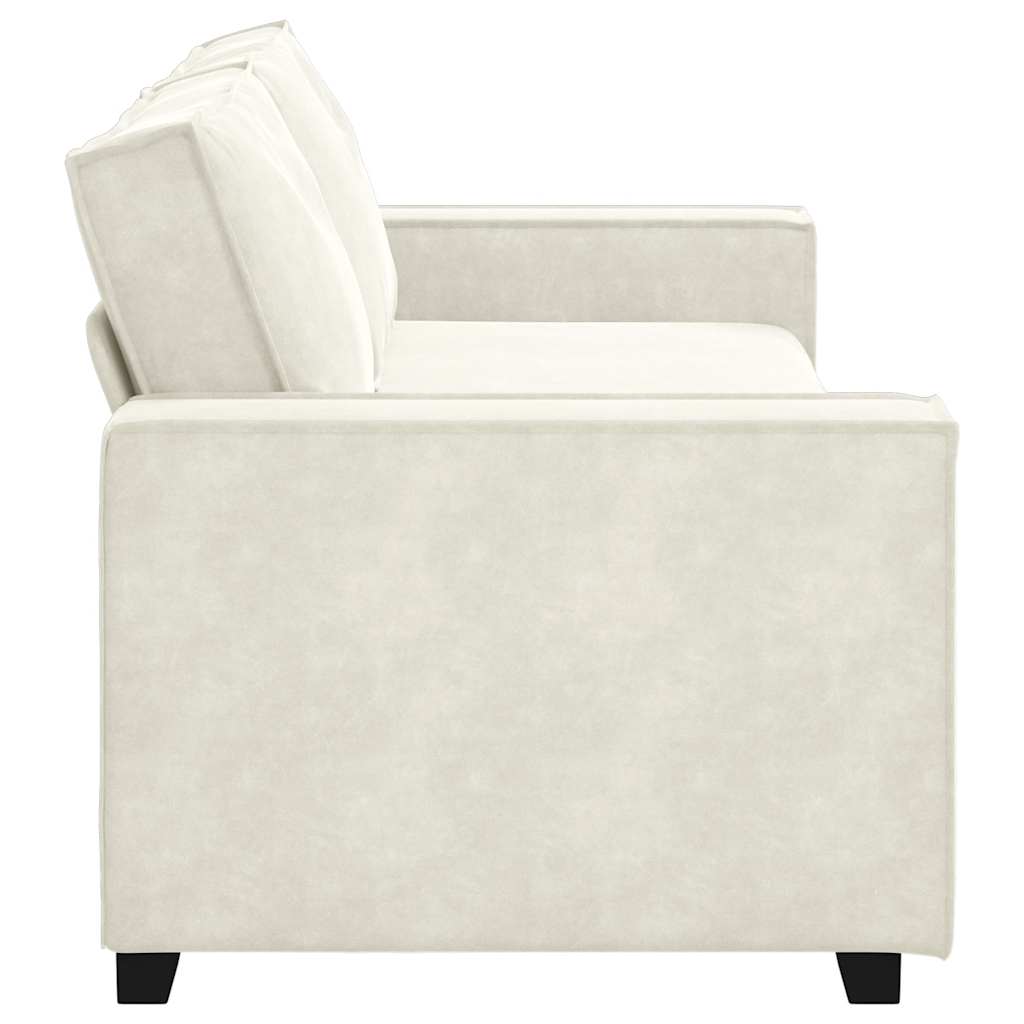 Sofá de 3 lugares 180 cm veludo cor creme