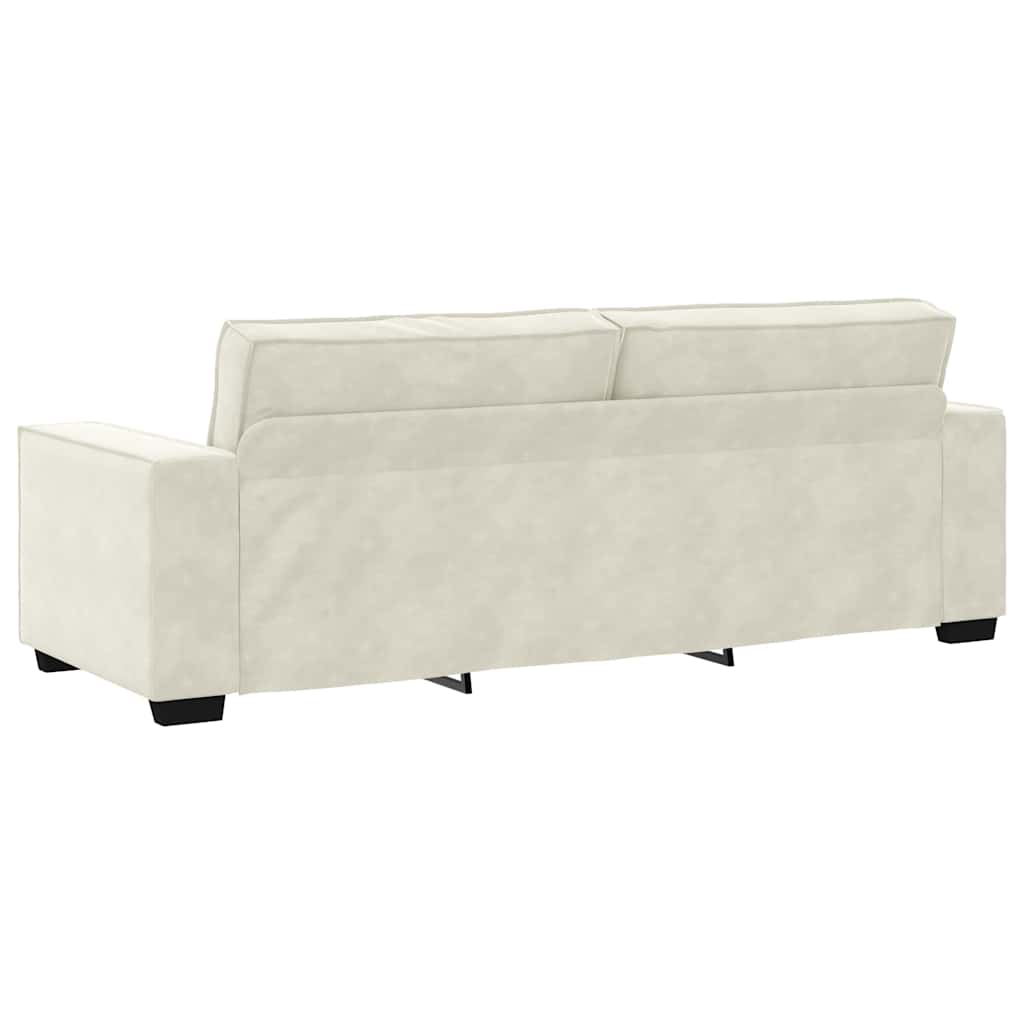 Sofá de 3 lugares 180 cm veludo cor creme