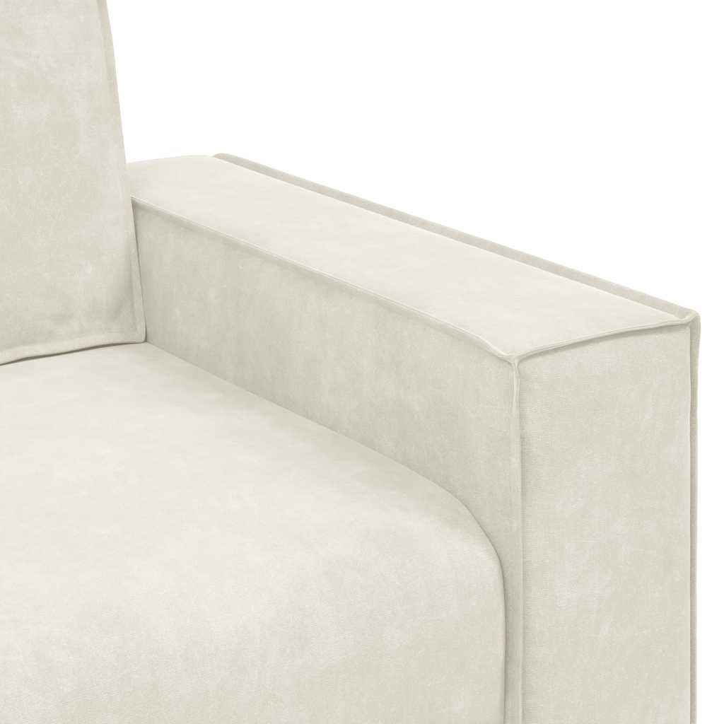 Sofá de 3 lugares 180 cm veludo cor creme