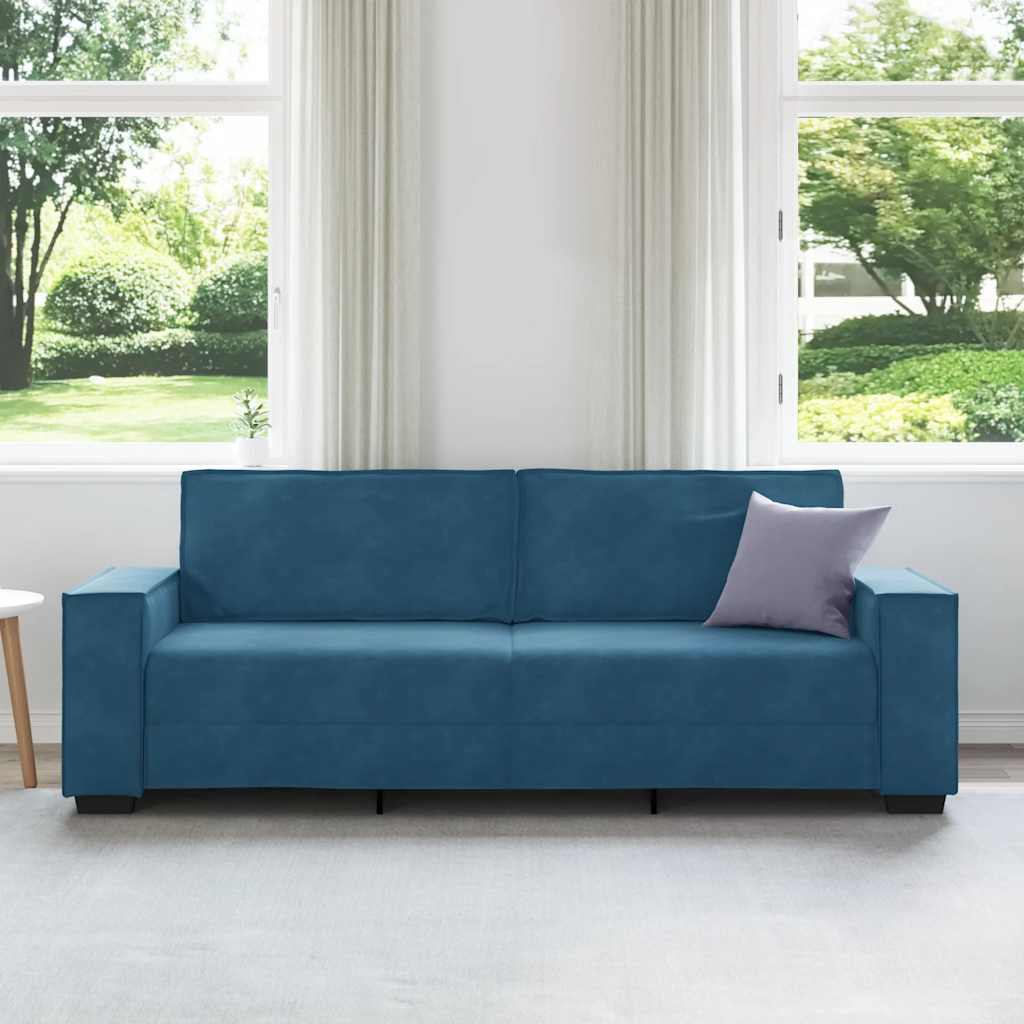 Sofá de 3 lugares 180 cm veludo azul