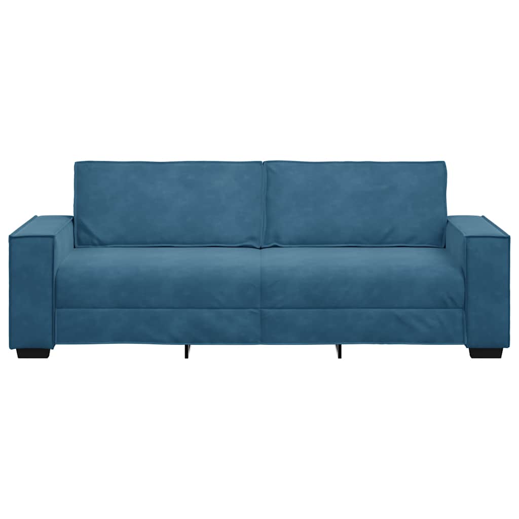 Sofá de 3 lugares 180 cm veludo azul