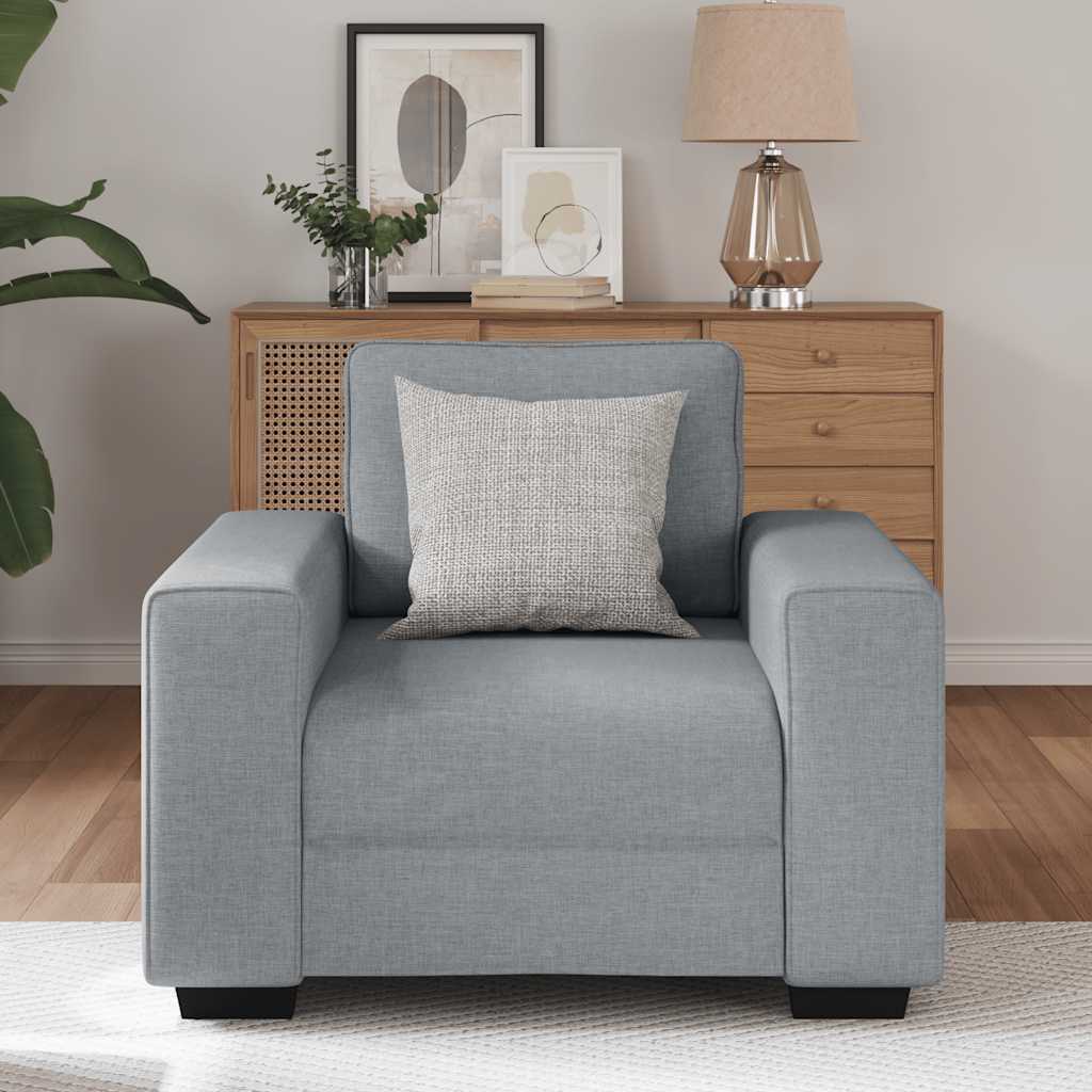 Poltrona tecido 60 cm cinzento-claro