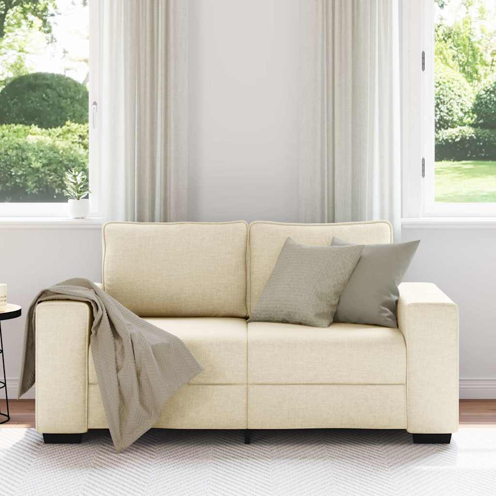 Sofá de 2 lugares tecido 120 cm cor creme